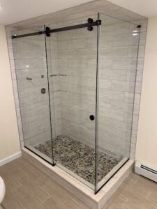 Serenity Shower Door Installation by Harmony Glass NJ (Matte Black Hardware)