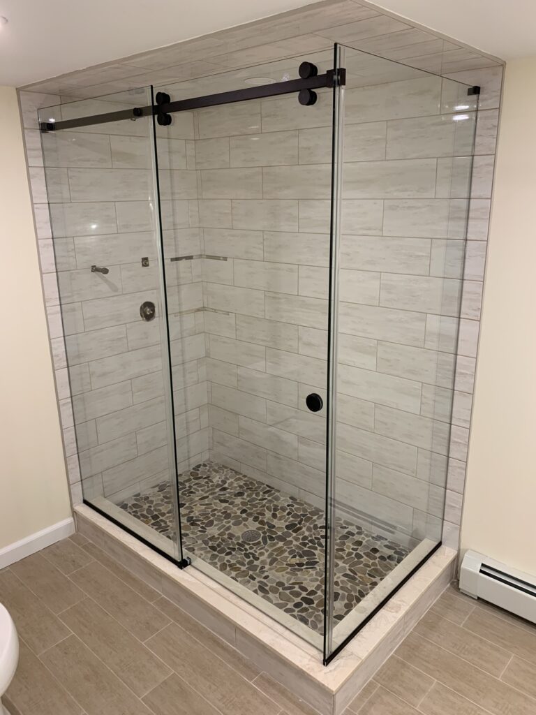 Serenity Shower Door Installation by Harmony Glass NJ (Matte Black Hardware)