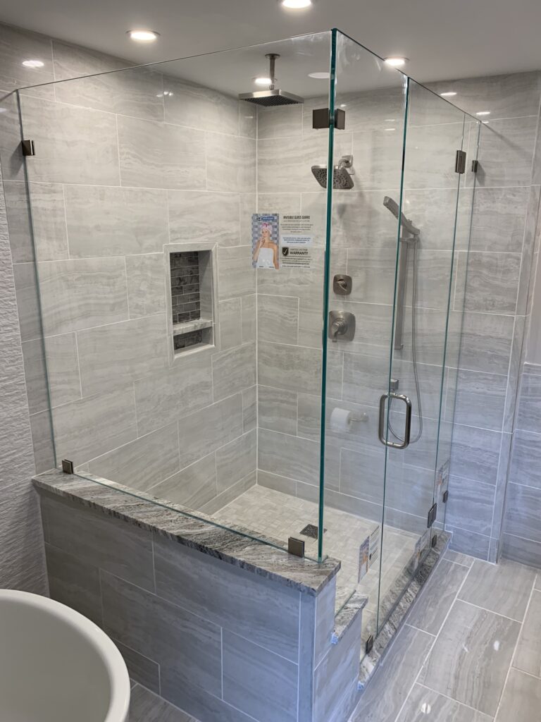 Short Knee Wall Shower Installation by Harmony Glass NJ