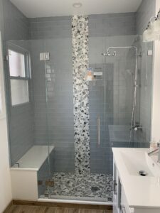 Door and Panel With Seat Cutout installed by Harmony Glass NJ