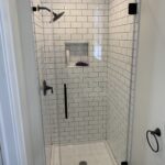 Inline Shower with Door and Small Glass Panel installed by Harmony Glass NJ