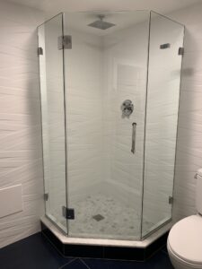 Neo angle Shower installed and designed by Harmony Glass NJ
