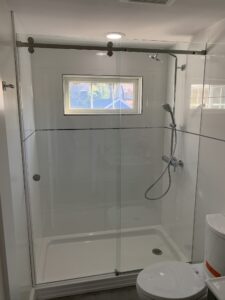 Serenity Slider Inline Shower installed by Harmony Glass NJ