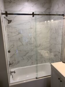 Serenity Slider installation on tub by Harmony Glass NJ