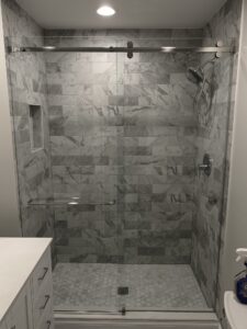 Serenity Slider With Towel Bar Inline shower by Harmony Glass