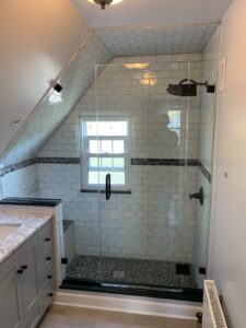 Sloped Shower Glass Cutout to match the roof slope