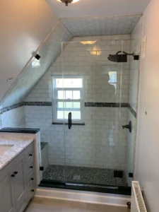 Sloped Shower Glass Cutout to match the roof slope