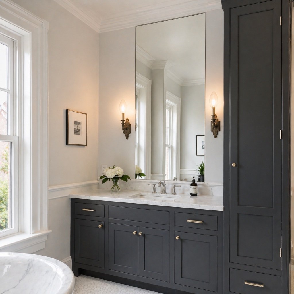 Elegant modern bathroom with natural light in Redbank NJ