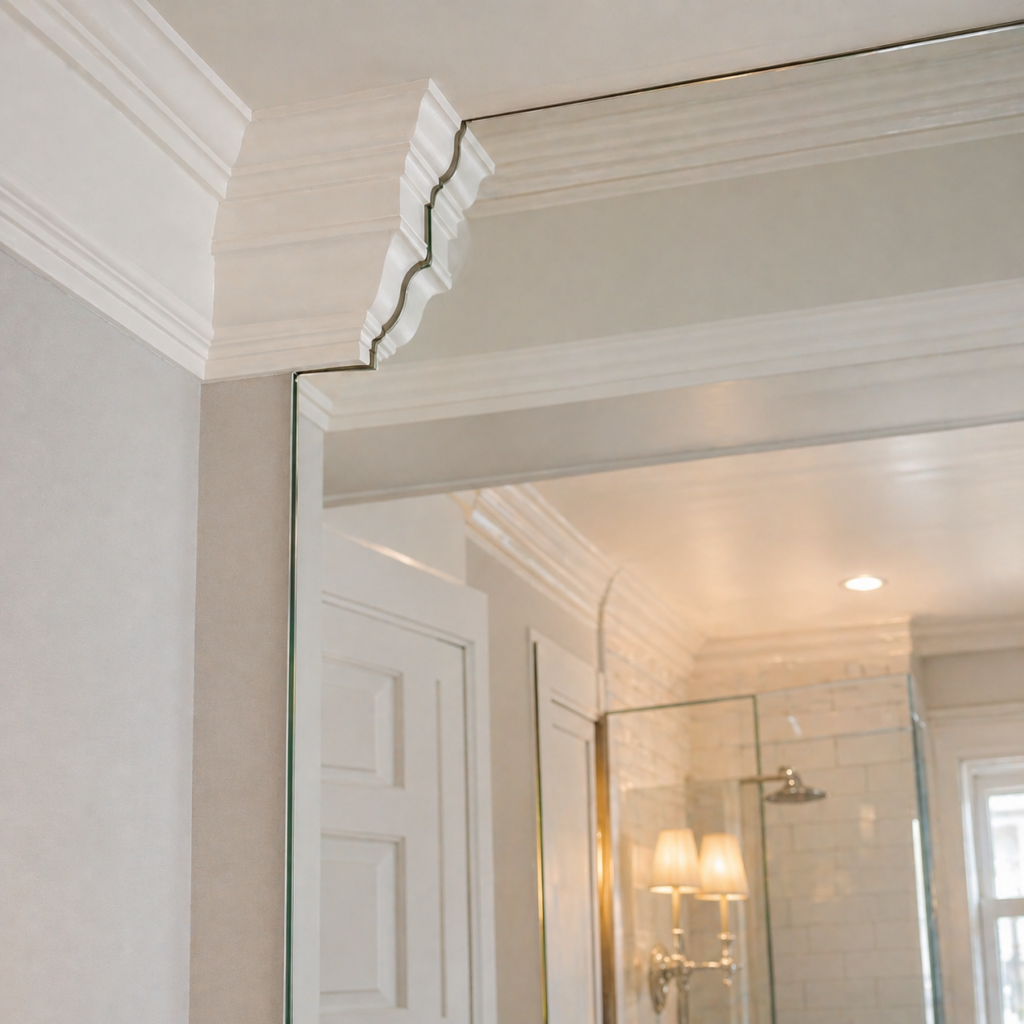 Custom Notched Mirror Harmony Glass installation in Redbank NJ