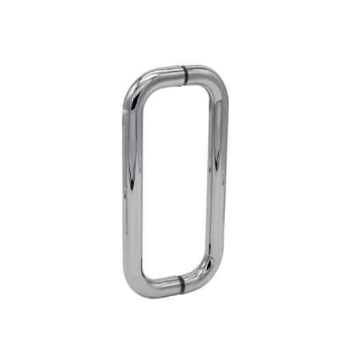 Frameless sliding glass system with smooth, quiet hardware and a built-in towel bar for added convenience.